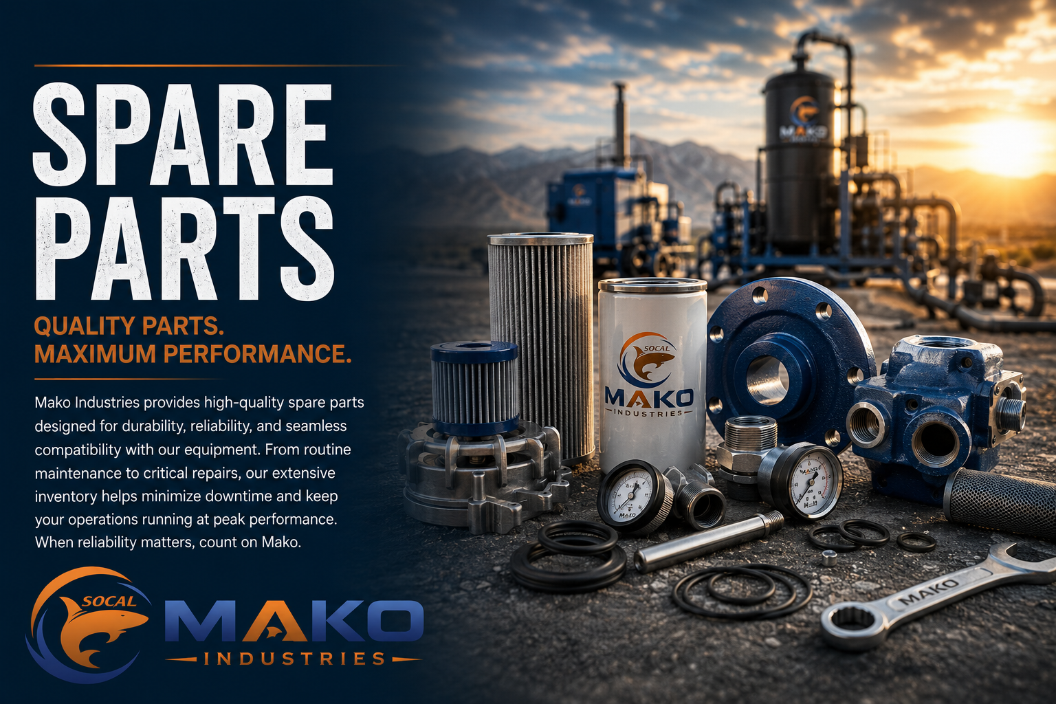 Mako Industries spare parts for environmental remediation equipment