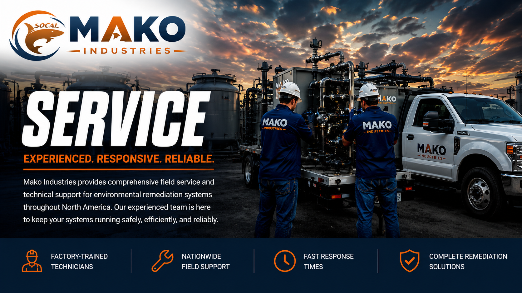 Mako Industries field service technicians supporting environmental remediation equipment